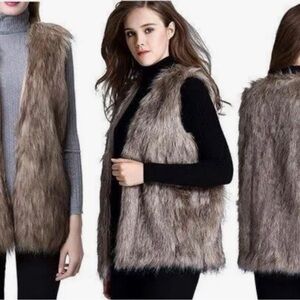 Escalier Gray and Brown Faux Fur Vest